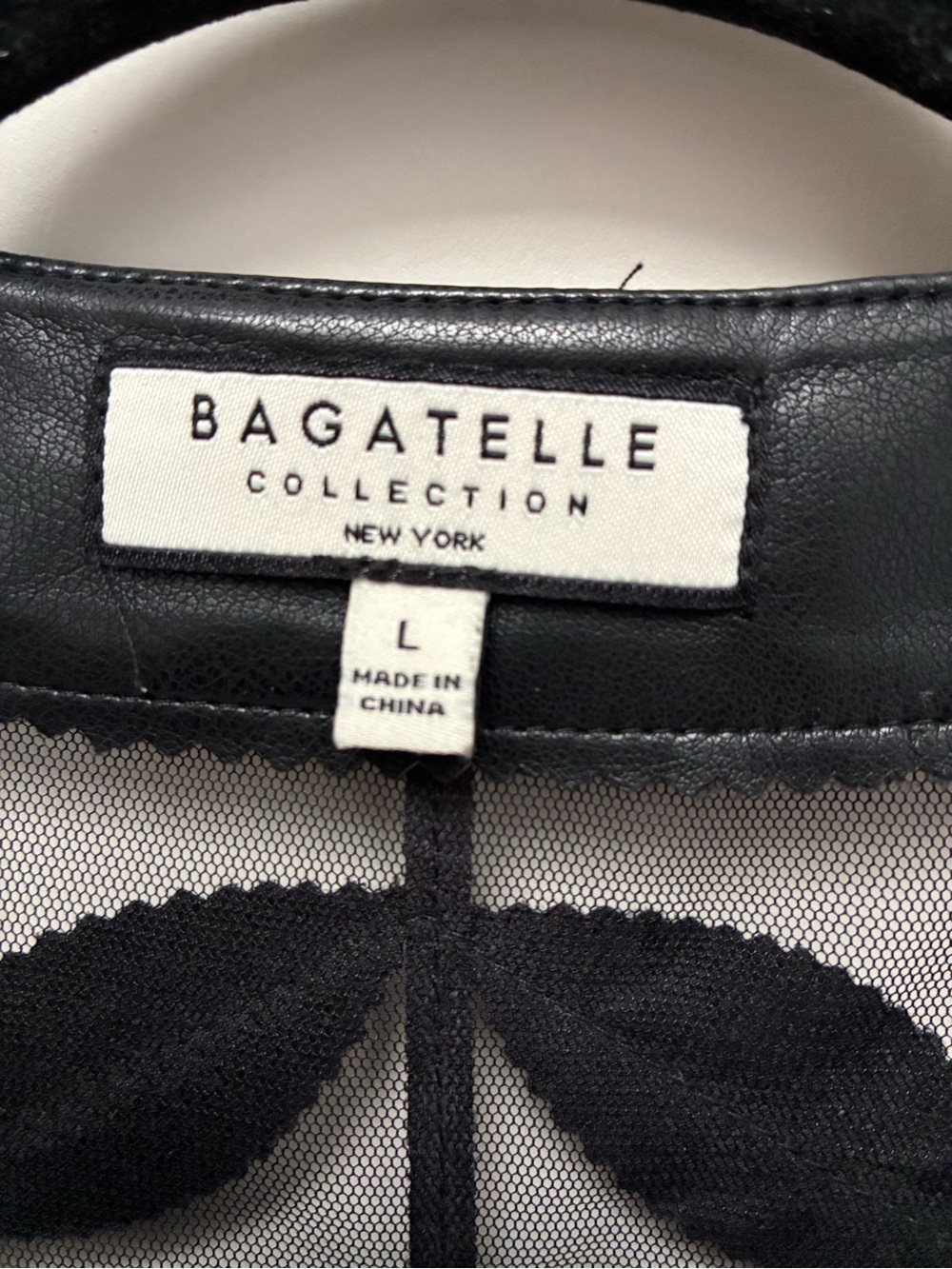 Bagatelle Black Sheer Leaf-Overlay Open Front Jacket - Picture 3 of 3
